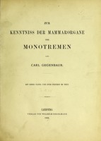 view Zur Kenntniss der Mammarorgane der Monotremen / von Carl Gegenbaur.