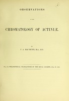 view Observations on the chromatology of Actiniae / by C.A. Mac Munn.