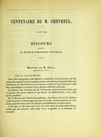 view Centenaire de M. Chevreul, 31 août 1886 : discours prononcés au Muséum d'histoire naturelle.