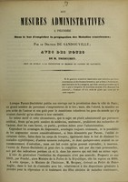 view Des mesures administratives à prendre dans le but d'empêcher la propagation des maladies vénériennes / par le docteur de Sandouville ; avec des notes de M. Trébuchet.