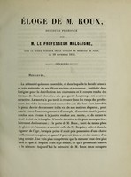 view Éloge de M. Roux / discours prononcé par M. le professeur Malgaigne.