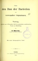 view Ueber den Bau der Bacterien und verwandter Organismen : Vortrag, gehalten am 6. December 1889 im naturhistor.-medicinischen Verein zu Heidelberg / von O. Bütschli.