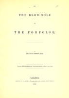 view On the blow-hole of the porpoise / by Francis Sibson ; communicated by Thomas Bell.