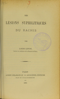 view Des lésions syphilitiques du rachis / par Louis Levot.
