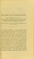 view On the right use of disinfectants / by H. Letheby.