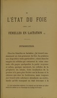 view De l'état du foie chez les femelles en lactation / par L. de Sinéty.