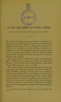 view On the treatment of cystic goître / by T. Mark Hovell.