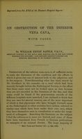 view On obstruction of the inferior vena cava, with cases / by William Henry Battle.