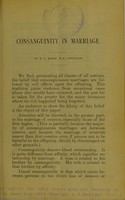 view Consanguinity in marriage / by E.S. McKee.