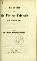 view Bericht über die Cholera-Epidemie des Jahres 1837 / vom Moritz Heinrich Romberg.