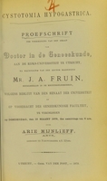 view Cystotomia hypogastrica : proefschrift ter verkrijging van den graad van doctor in de geneeskunde, aan de Rijks-Universiteit te Utrecht ... / door Arie Mijnlieff.