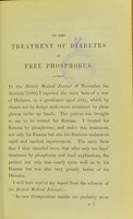 view On the treatment of diabetes by free phosphorus / by Balmanno Squire.