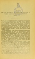 view Recent advances in natural science in their relation to the Christian faith : a paper read at the Reading Church Congress, October, 1883 / by Professor Flower.