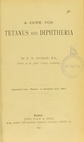 view A cure for tetanus and diphtheria / by E.H. Hankin.