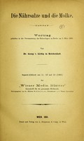 view Die Nährsalze und die Molke : Vortrag gehalten in der Versammlung der Balneologen zu Berlin am 5. März 1881 / von Georg v. Liebig.