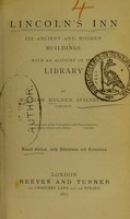 view Lincoln's Inn : its ancient and modern buildings with an account of the Library / by William Holden Spilsbury.