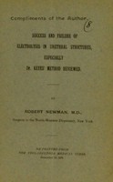 view Success and failure of electrolysis in urethral strictures : especially Dr. Keyes' method reviewed / by Robert Newman.