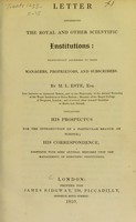 view Letter concerning the Royal and other scientific institutions : respectfully addressed to their managers, proprietors, and subscribers / by M.L. Este.