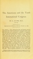 view The Americans and the Tenth International Congress / by A. Jacobi.