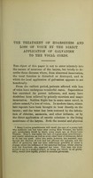 view The treatment of hoarseness & loss of voice by the direct application of galvanism to the vocal cords : illustrated with cases / by Morell Mackenzie.