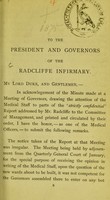 view To the President and Governors of the Radcliffe Infirmary.