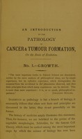 view An introduction to the pathology of cancer and tumour formation on the basis of evolution / by W. Roger Williams.