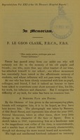 view In memoriam : F. Le Gros Clark, F.R.C.S., F.R.S.