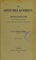 view Die Speichelröhren : Rectoratsprogramm für die beiden Rectoratsjahre vom 1. Juli 1881 bis zum 1. Juli 1883 / von Friedrich Merkel.