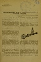 view A simplified resistance valve for the pneumatic treatment of pulmonary affections / by Solomon Solis-Cohen.