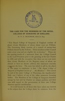 view The case for the Members of the Royal College of Surgeons of England / by W.G. Dickinson.