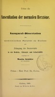 view Ueber die Auscultation der normalen Herztöne : Inaugural-Dissertation der medicinischen Facultät zu Giessen zur Erlangung der Doctorwürde in der Medicin, Chirurgie und Geburtshülfe / vorgelegt von Martin Schäfer ; Präses Herr Prof. Dr. Seitz.