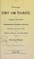 view Beiträge zur Lehre vom Fischgift : Inaugural-Dissertation der medicinischen Facultät zu Giessen zur Erlangung der Doctorwürde in der Medicin, Chirurgie und Geburtshülfe / vorgelegt von Gustav Osann ; Präses Herr Prof. Dr. Wilbrand.