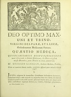 view Quaestio medica, quodlibetariis disputationibus manè discutienda in Scholis Medicorum ... Georgio Lanigan, praeside ... Utrùm ex recentioris chemiae detectis, verosimilior assignari queat animalis caloris origo?