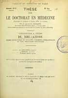 view Contribution à l'étude du rhumatisme : oedème rhumatismal et nodosités éphémères rhumatismales du tissu cellulaire sous-cutané : thèse pour le doctorat en médecine présentée et soutenue le 3 juin 1879, à 1 heure / par J. Alphonse Davaine ; président M. Laboulbène, juges MM. Gosselin, Fernet, Rigal.