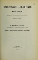 view Isterectomia addominale alla Freund : morte (per raffreddamento peritoneale?) : operazione eseguita dal Dr. Antonino d'Antona / nota scritta da Francesco de Simone.