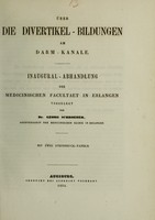 view Über die Divertikel-Bildungen am Darm-Kanale : Inaugural-Abhandlung der medicinischen Facultaet in Erlangen vorgelegt / von Georg Schroeder.