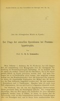 view Zur Frage der sexuellen Operationen bei Prostatahypertrophie / von K.G. Lennander.