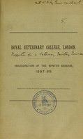 view Royal Veterinary College, London : inauguration of the winter session, 1897-98.