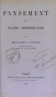 view Pansement des plaies chirurgicales / par Benjamin Anger.