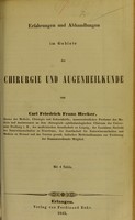 view Erfahrungen und Abhandlungen im Gebiete der Chirurgie und Augenheilkunde / von Carl Friedrich Franz Hecker.