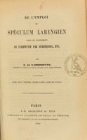 view De l'emploi du spéculum laryngien dans le traitement de l'asphyxie par submersion, etc. / par A. de Labordette.