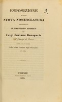 view Esposizione di una nuova nomenclatura esprimente il rapporto atomico / di Luigi Luciano Bonaparte.