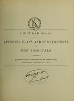 view Approved plans and specifications for post hospitals / Surgeon General's Office.