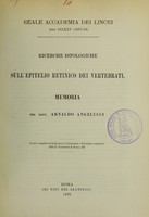 view Ricerche istologiche sull'epitelio retinico dei vertebrati : memoria / del dott. Arnaldo Angelucci.