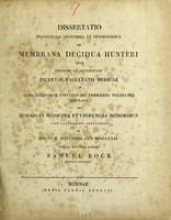 view Dissertatio inauguralis anatomica et physiologica de membrana decidua Hunteri ... / auctor Samuel Bock.