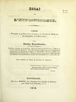 view Essai sur l'hypochondrie : thèse présentée et publiquement soutenue à la Faculté de médecine de Montpellier, le 2 mars 1836 / par Antoine Rosciakiewicz.