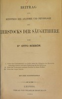 view Beitrag zur Kenntniss der Anatomie und Physiologie des Eierstocks der Säugethiere / von Otto Schrön.