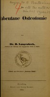 view Die subcutane Osteotomie / von B. Langenbeck.