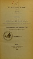 view Il colèra di Albano nel 1867 : lettera di Ermenegildo de' Cinque Quintili ... al chiarissimo dottore Guglielmo Farr.