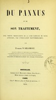 view Du pannus et de son traitement : avec trente observations de la cure radicale de cette affection, par l'inoculation blennorrhagique / par Evariste Warlomont.